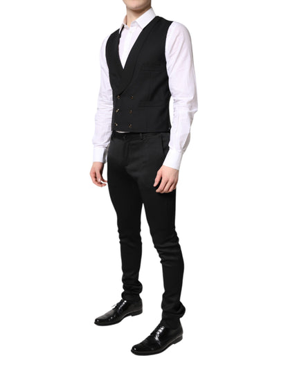 Dolce &amp; Gabbana – Schwarzer, einreihiger, formeller Blazer mit Weste