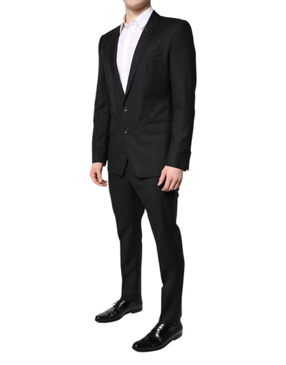 Dolce & Gabbana Black Wool Single Breasted 2 Piece Suit