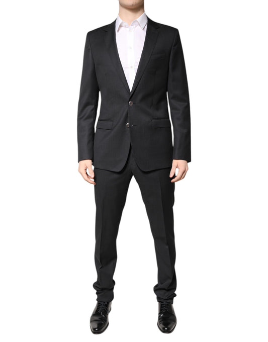 Dolce & Gabbana Dark Gray Wool Single Breasted 2 Piece Suit