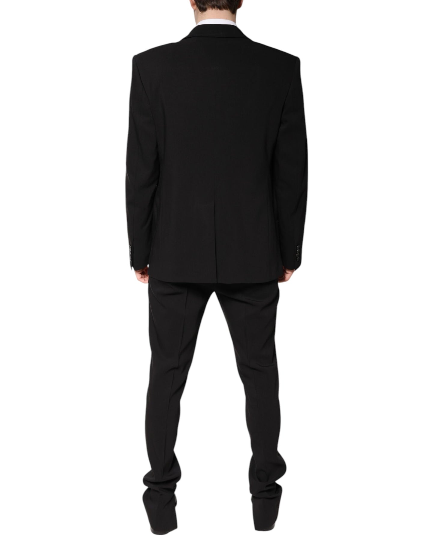 Dolce &amp; Gabbana – Schwarzer, einreihiger, zweiteiliger Anzug aus Baumwolle