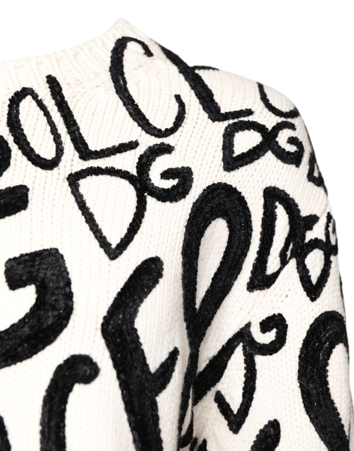 Dolce &amp; Gabbana Weiß Schwarz Logo Print Damen Pullover Pullover
