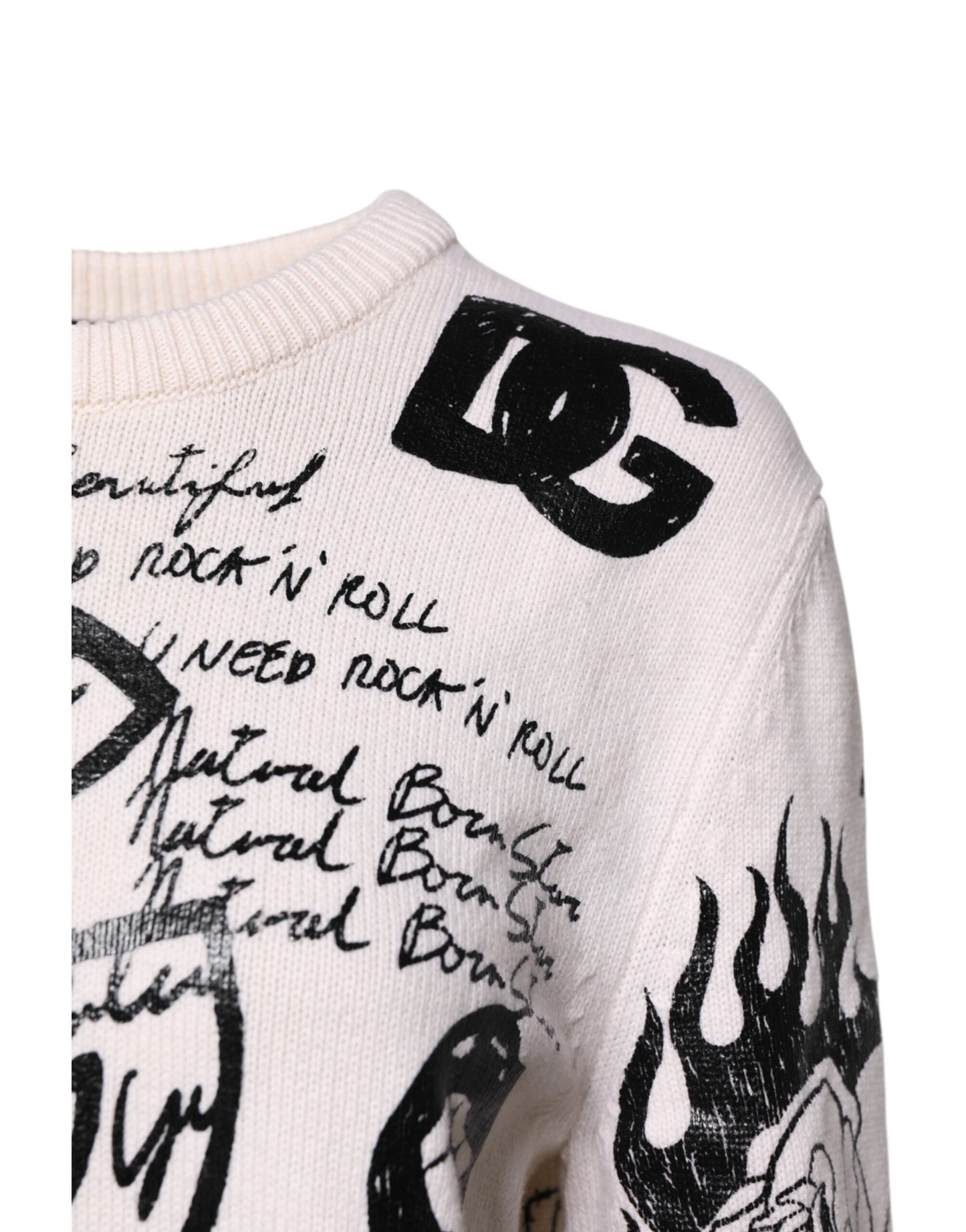 Dolce &amp; Gabbana Weiß Schwarz Logo Print Damen Pullover Pullover