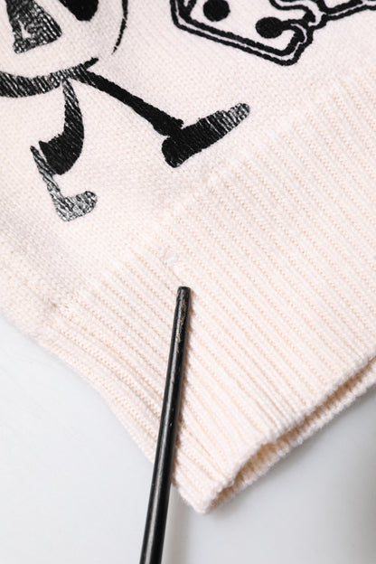 Dolce &amp; Gabbana Weiß Schwarz Logo Print Damen Pullover Pullover