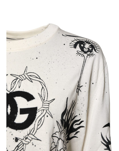 Dolce &amp; Gabbana Weißer Pullover mit Logo-Engel-Print für Damen