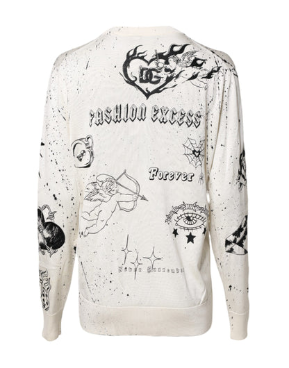 Dolce &amp; Gabbana Weißer Pullover mit Logo-Engel-Print für Damen