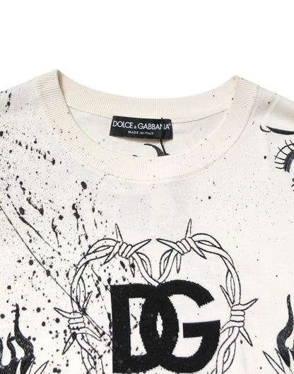 Dolce &amp; Gabbana Weißer Pullover mit Logo-Engel-Print für Damen