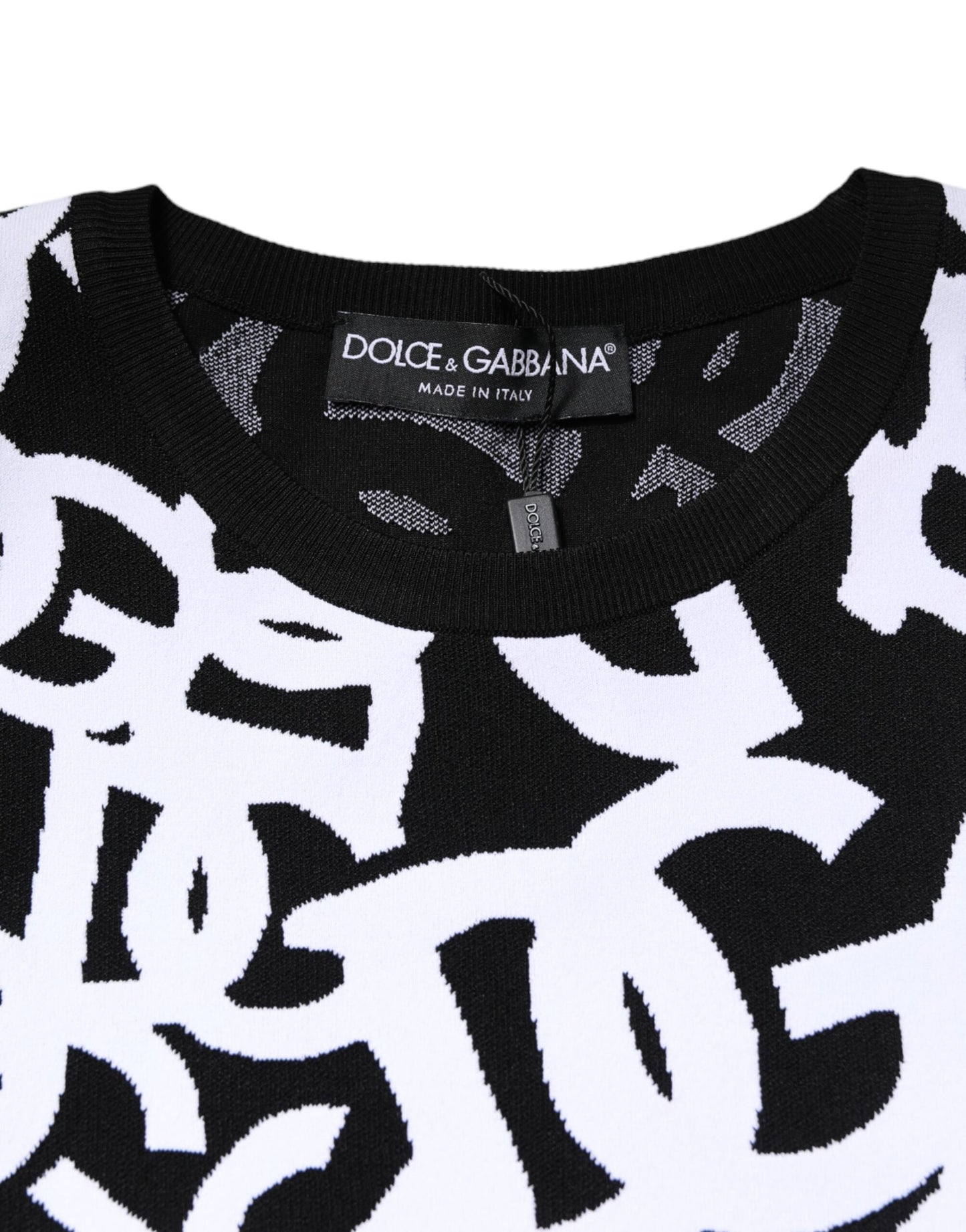 Dolce &amp; Gabbana Schwarz-Weiß-Logo-Print Damen Pullover