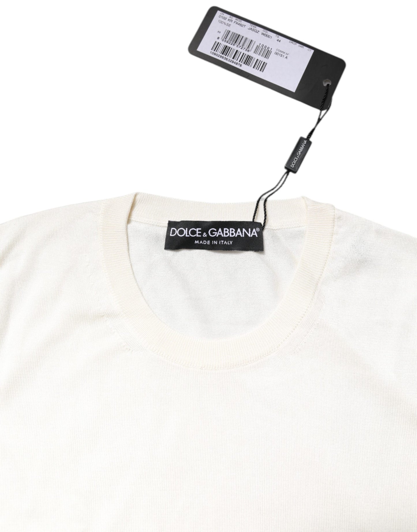 Dolce &amp; Gabbana – Weißes, ärmelloses Tanktop aus Seide mit Rundhalsausschnitt