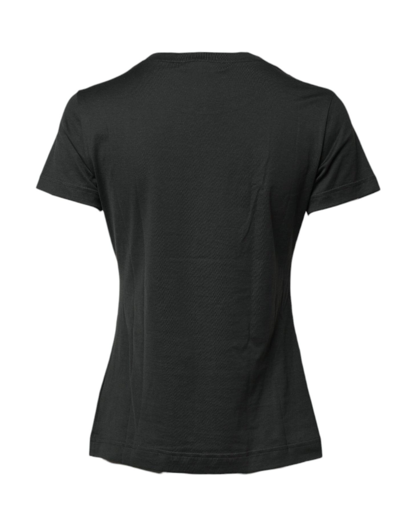 Dolce & Gabbana Black Cotton Round Neck Short Sleeve T-shirt