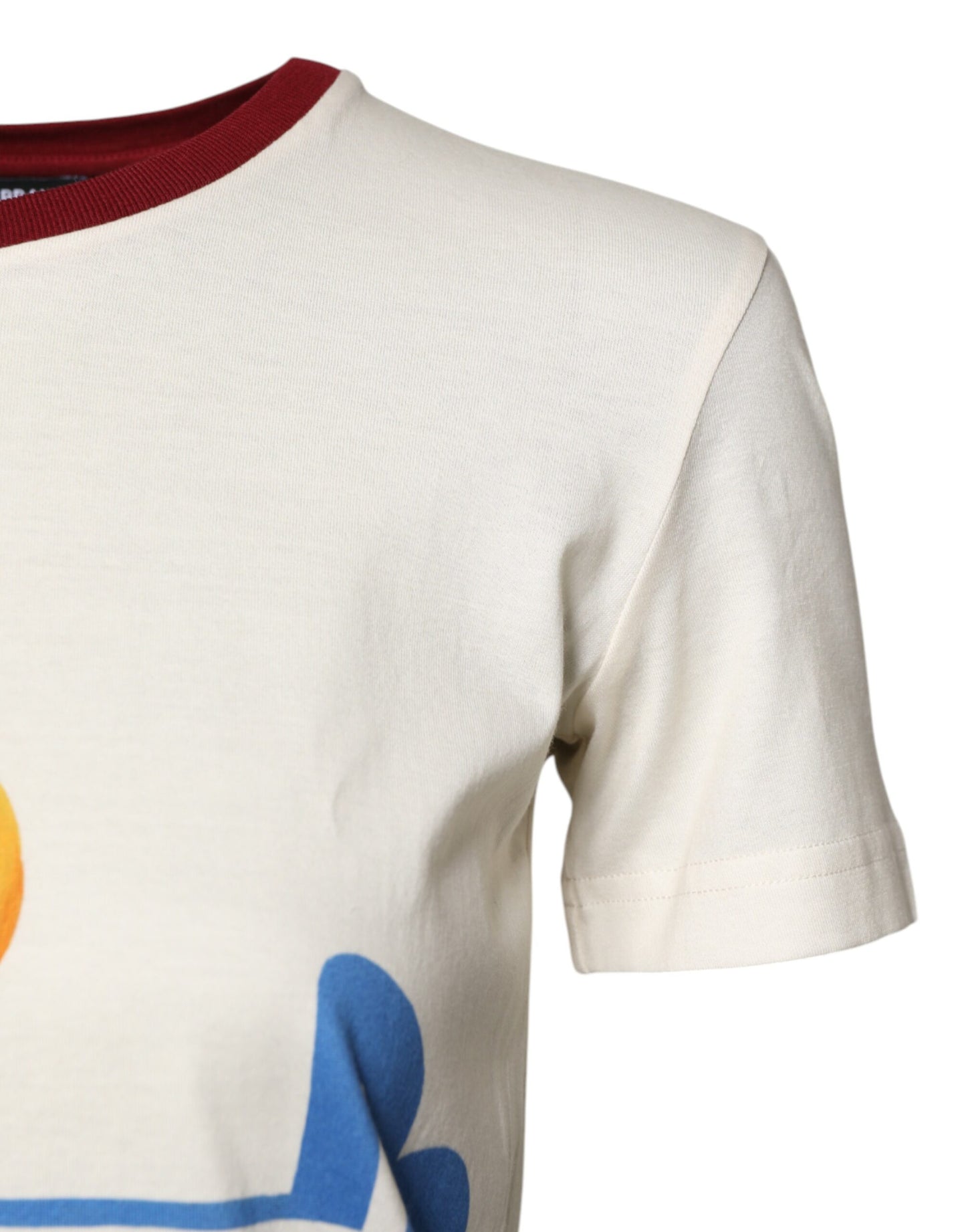 تيشيرت دولتشي آند غابانا أبيض من القطن بطبعة وأكمام قصيرة