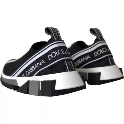 Dolce &amp; Gabbana Schwarz Weiß Slip On Sorrento Sneakers Schuhe