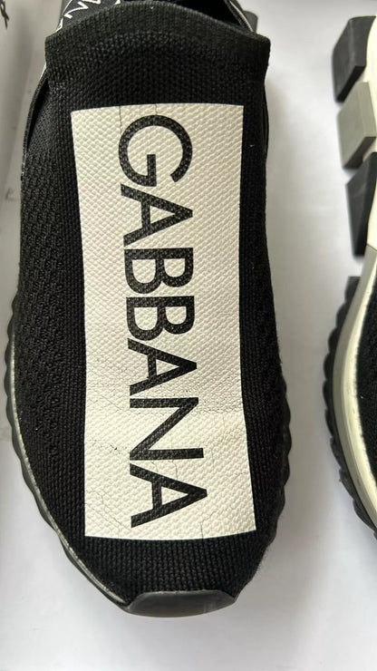 Dolce &amp; Gabbana Schwarz Weiß Slip On Sorrento Sneakers Schuhe