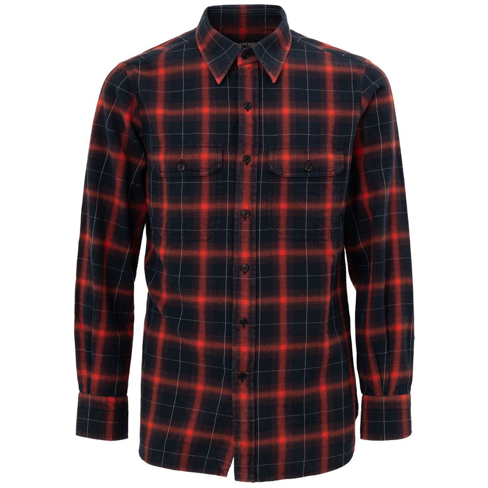 Tom Ford Hemd mit zweifarbigem Leinenmuster