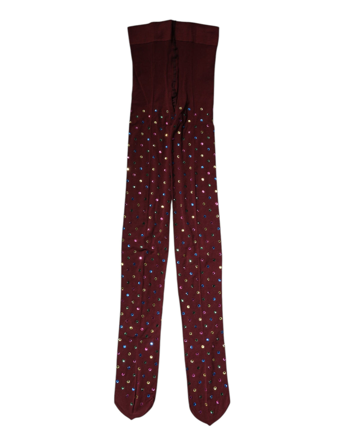 Dolce &amp; Gabbana – Kastanienbraune Nylon-Strumpfhose mit Kristallverzierung