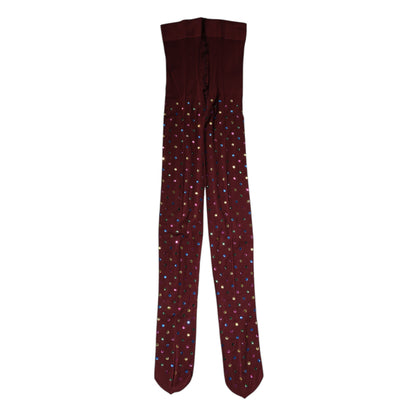 Dolce &amp; Gabbana – Kastanienbraune Nylon-Strumpfhose mit Kristallverzierung