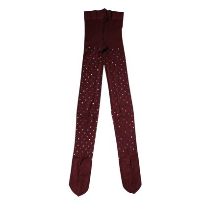 Dolce &amp; Gabbana – Kastanienbraune Nylon-Strumpfhose mit Kristallverzierung