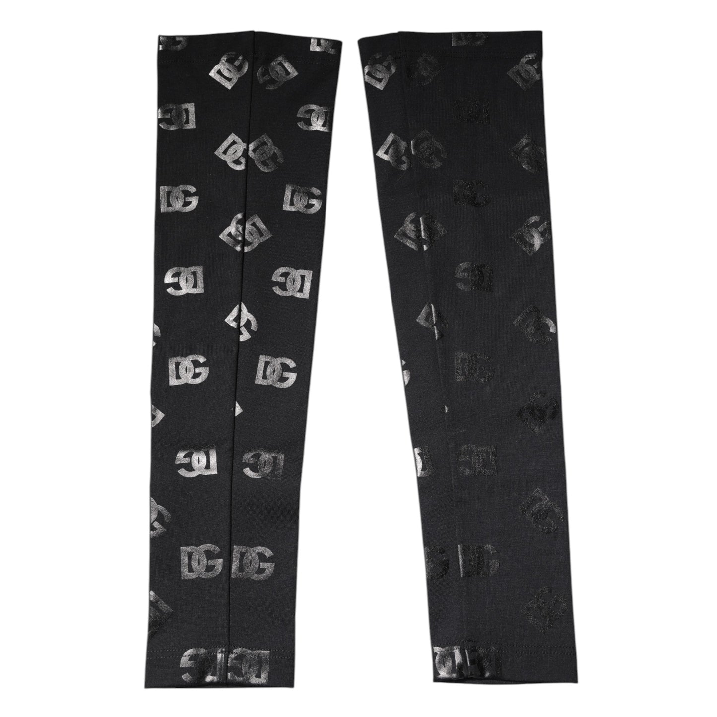 Dolce &amp; Gabbana – Schwarze Stretch-Ärmel aus Wolle mit DG-Logo und Monogramm