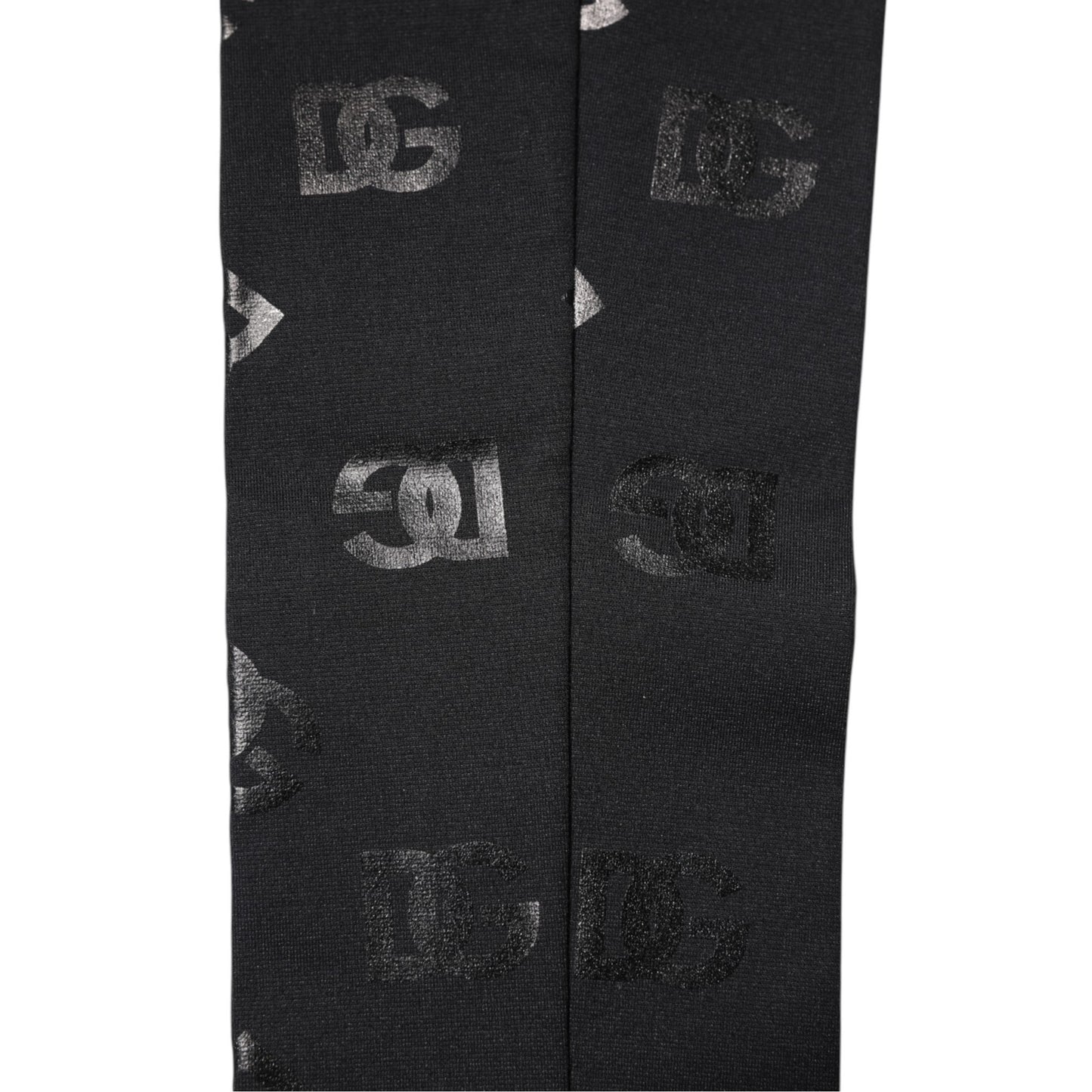 Dolce &amp; Gabbana – Schwarze Stretch-Ärmel aus Wolle mit DG-Logo und Monogramm
