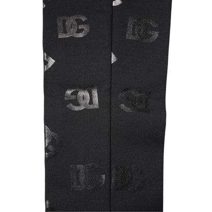 Dolce &amp; Gabbana – Schwarze Stretch-Ärmel aus Wolle mit DG-Logo und Monogramm