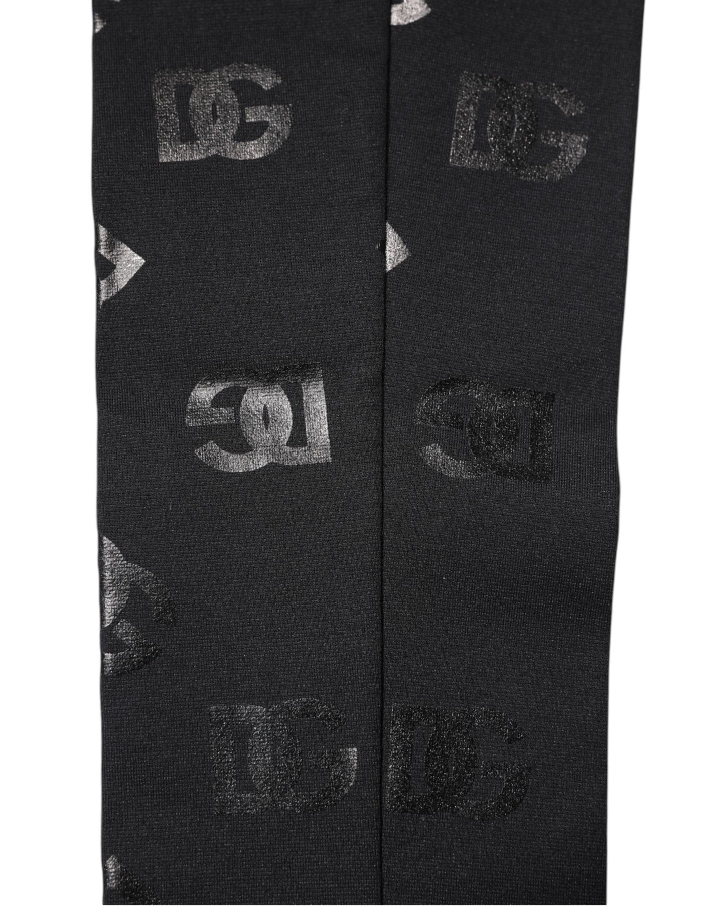 Dolce &amp; Gabbana – Schwarze Stretch-Ärmel aus Wolle mit DG-Logo und Monogramm