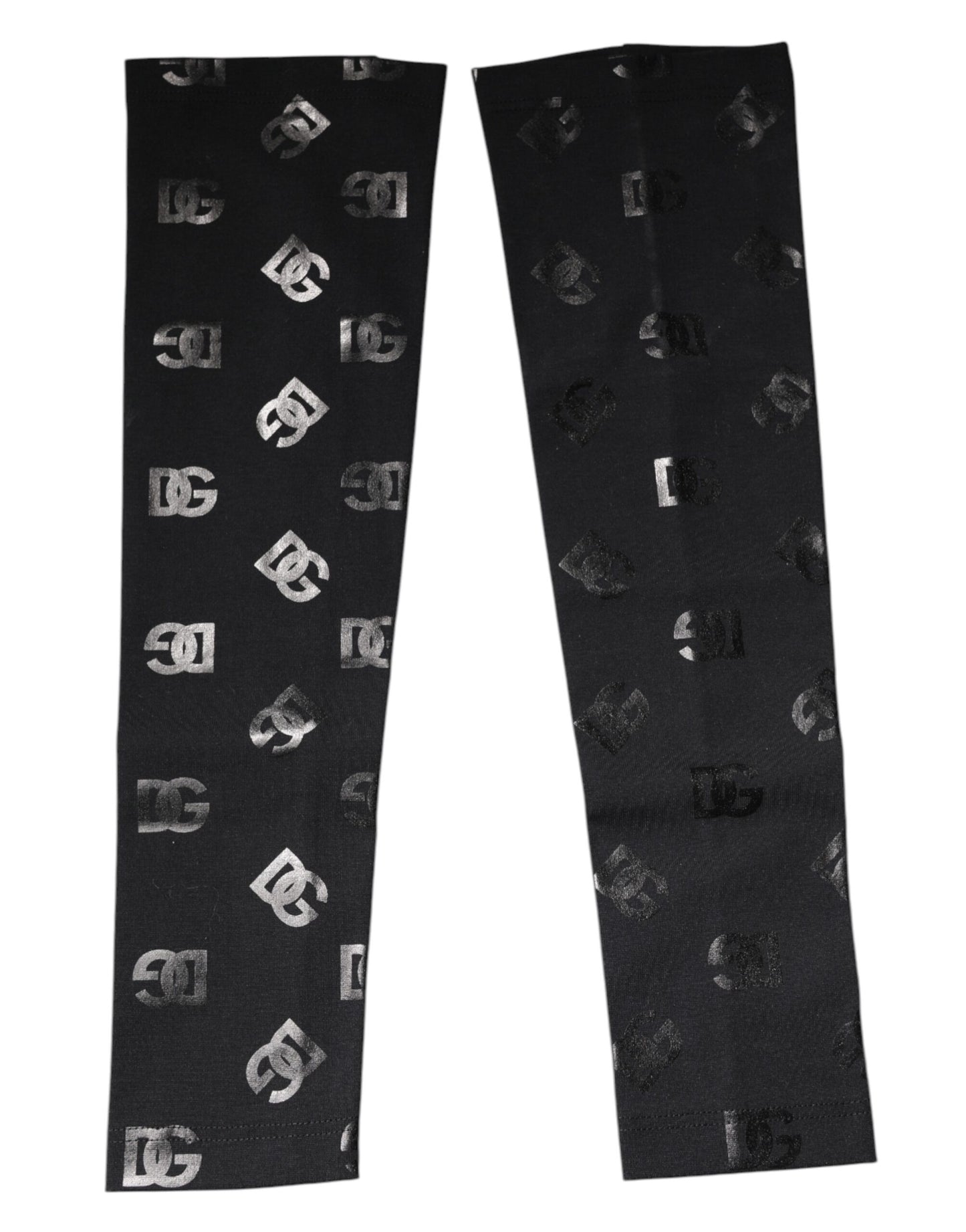Dolce &amp; Gabbana – Schwarze Stretch-Ärmel aus Wolle mit DG-Logo und Monogramm