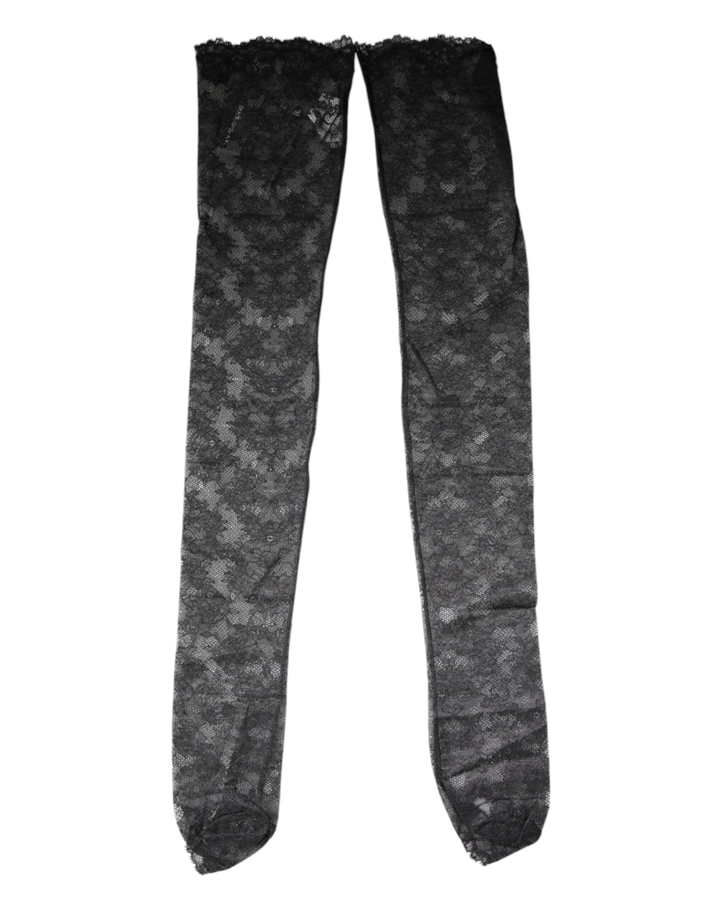 جوارب دولتشي آند غابانا سوداء من القطن المرن بدانتيل مزهر