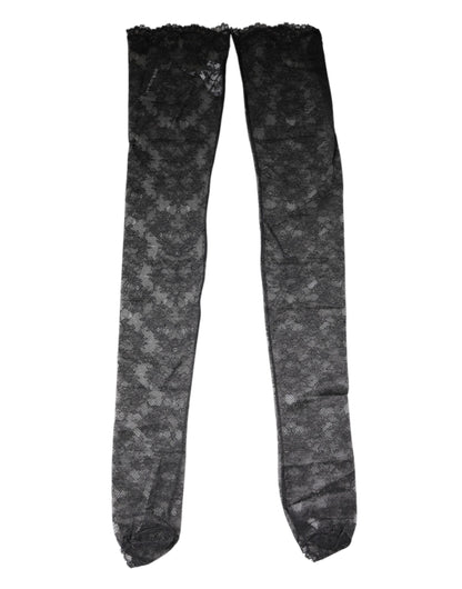 جوارب دولتشي آند غابانا سوداء من القطن المرن بدانتيل مزهر