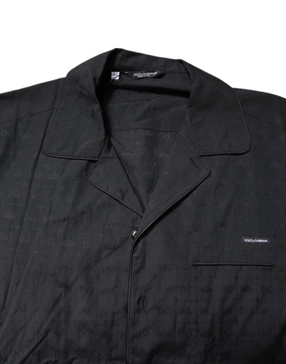 Dolce &amp; Gabbana Herren-Pyjama-Set aus schwarzer Baumwolle, Nachtwäsche