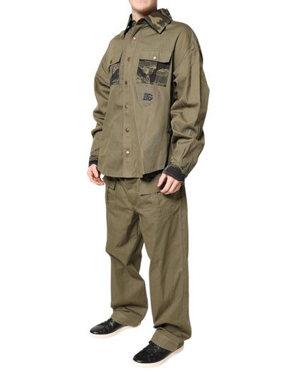 Dolce &amp; Gabbana Braunes Baumwoll-Stretch-Hemdhosen-Freizeitset