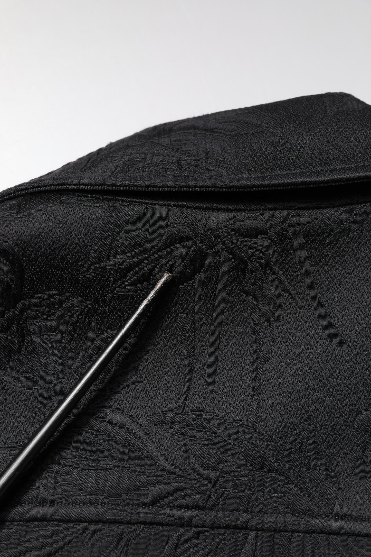 Dolce &amp; Gabbana – Schwarze Bikerjacke aus Brokat-Baumwolle mit durchgehendem Reißverschluss