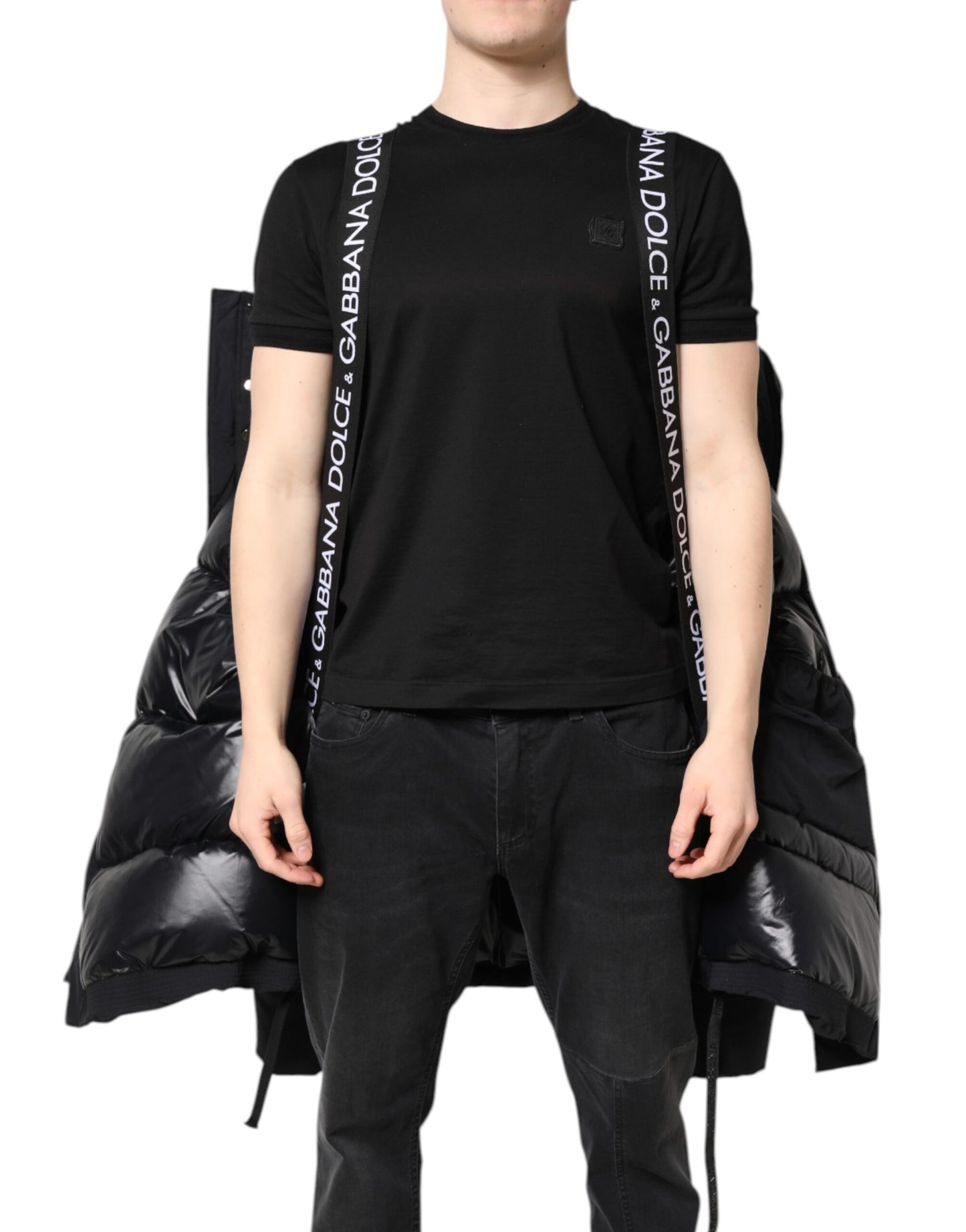 Dolce &amp; Gabbana – Parka aus schwarzem Nylon mit durchgehendem Reißverschluss und Kapuze