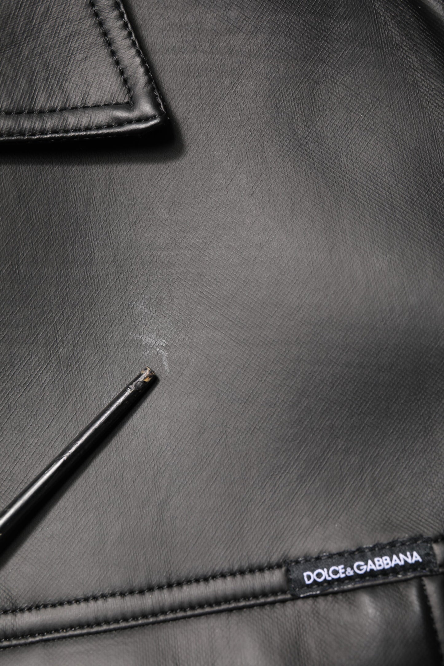 Dolce &amp; Gabbana – Schwarze Bikerjacke aus Polyester mit Knopfleiste