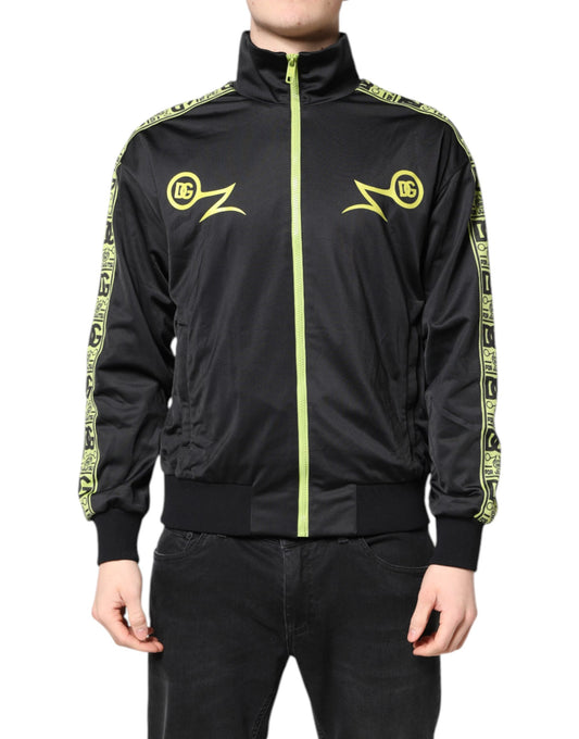 Dolce &amp; Gabbana – Schwarze Bomberjacke mit Rollkragen und Reißverschluss und Logo