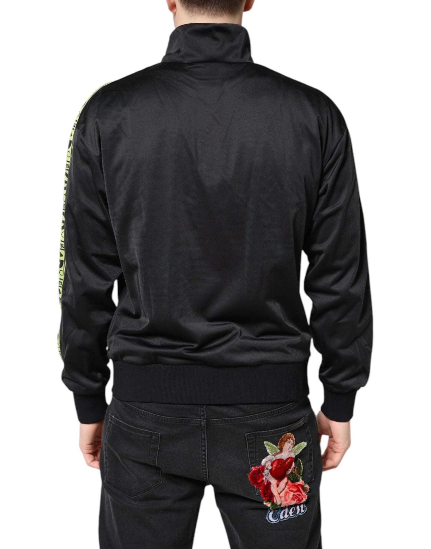 Dolce &amp; Gabbana – Schwarze Bomberjacke mit Rollkragen und Reißverschluss und Logo