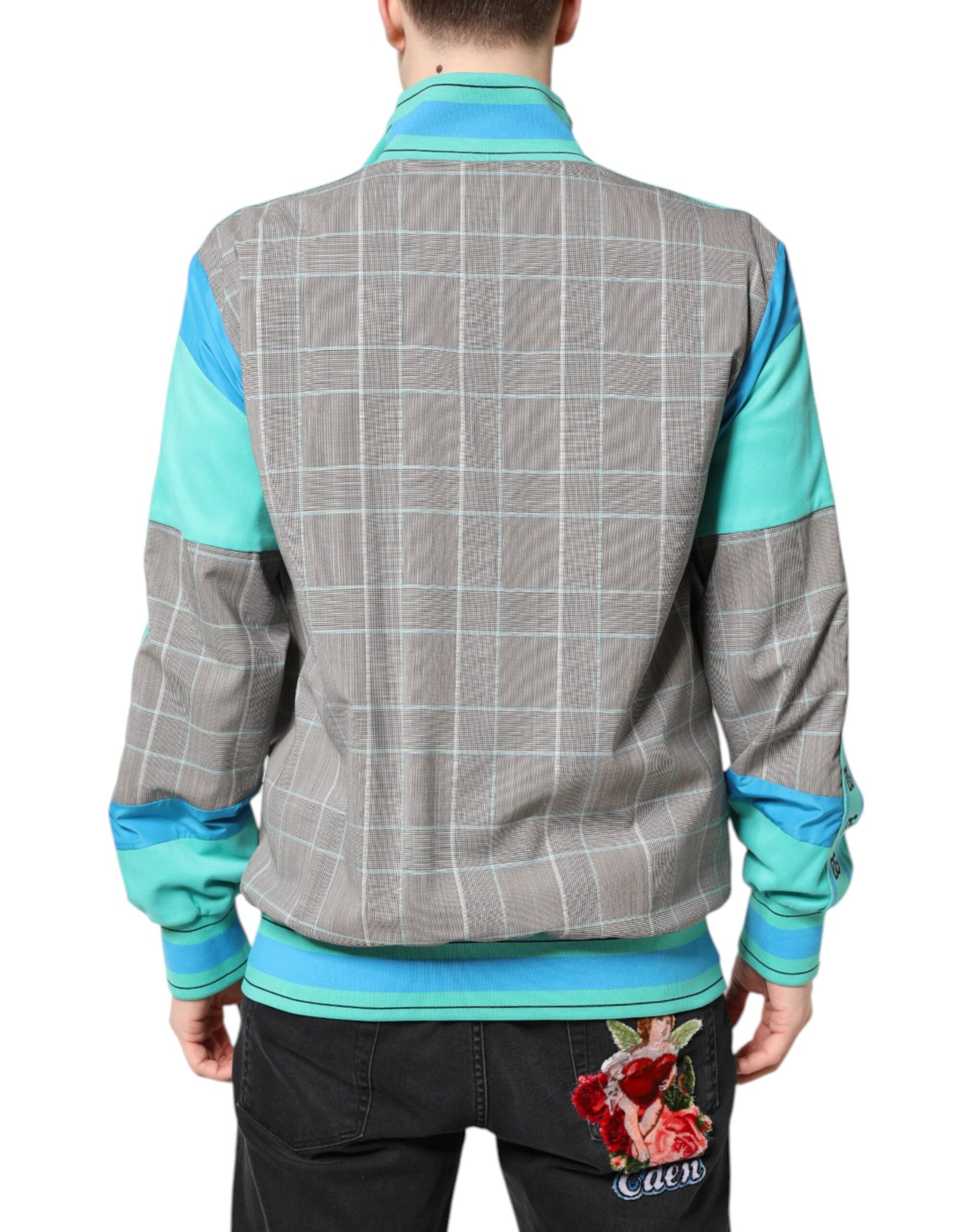 Dolce & Gabbana Multicolor Plaid Full Zip Windbreaker Jacket