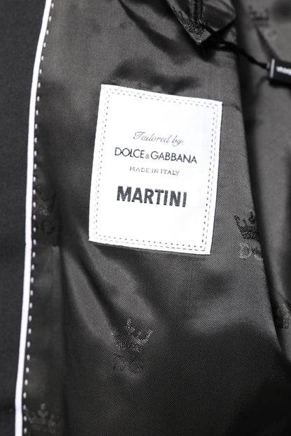 Dolce &amp; Gabbana Schwarzer MARTINI Zweireihiger Mantelblazer