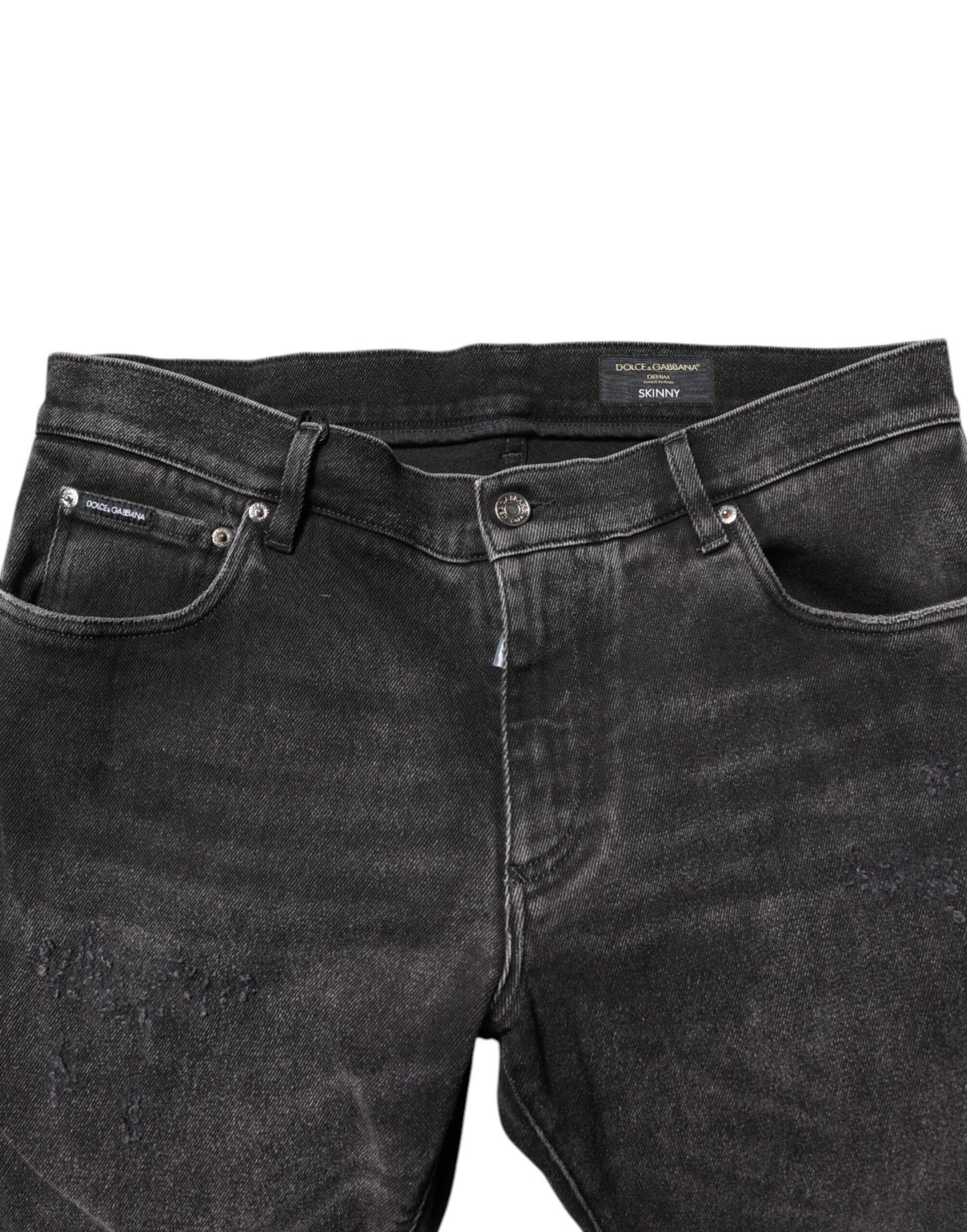 Dolce &amp; Gabbana – Graue Skinny-Jeans aus gewaschener Baumwolle
