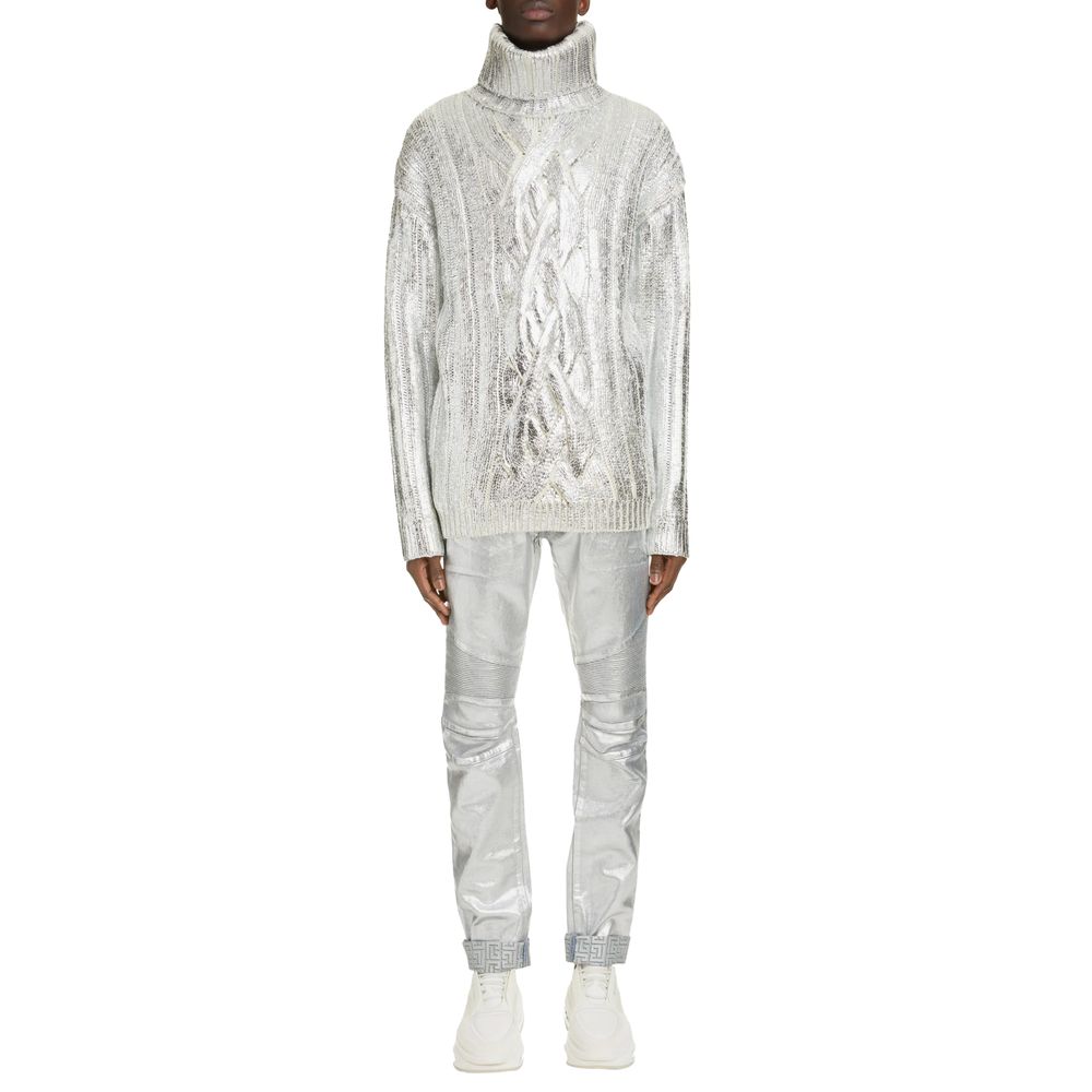 Balmain Brauner Rollkragenpullover aus Wolle für Herren