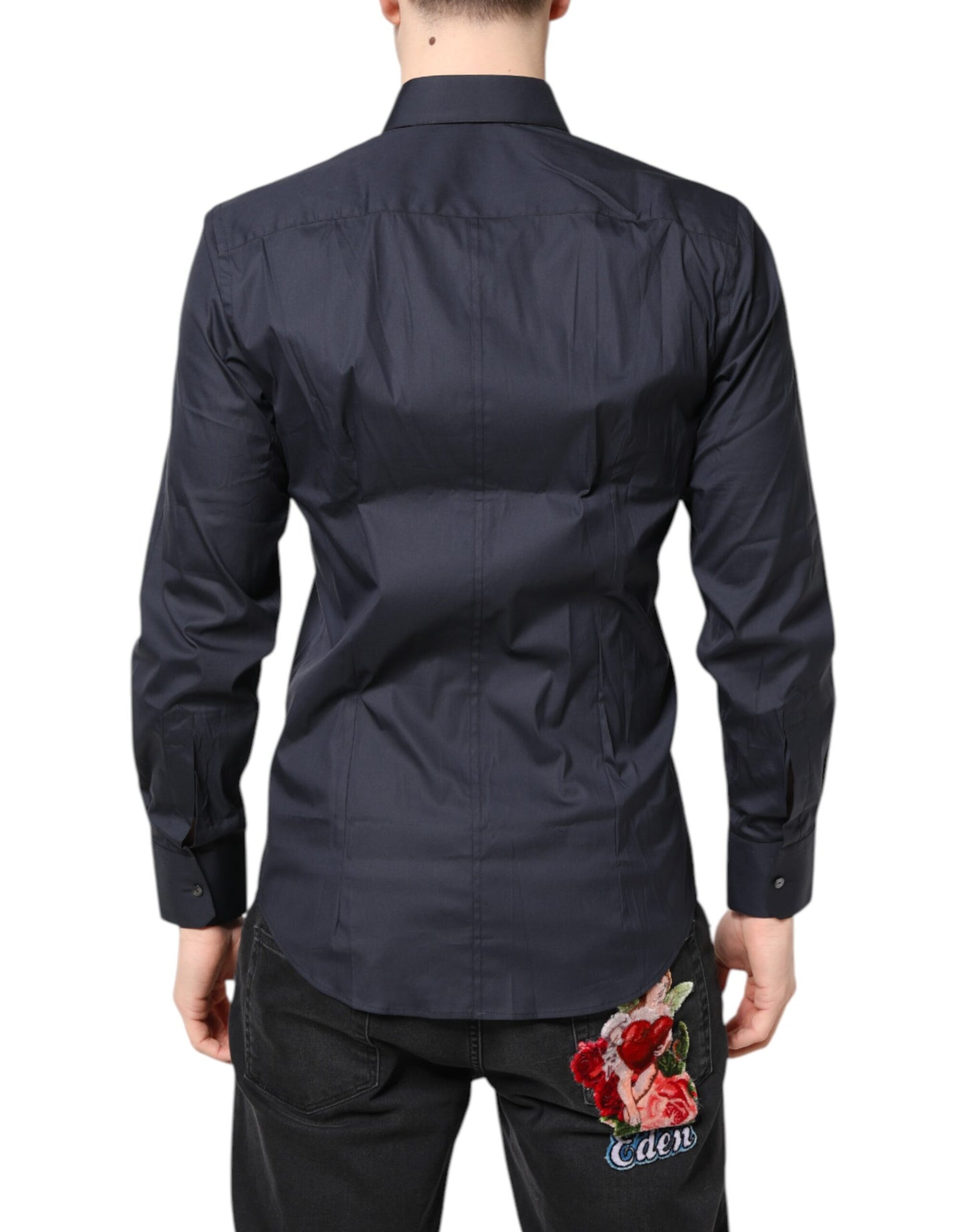 Dolce &amp; Gabbana Dunkelblaues MARTINI-Baumwollhemd