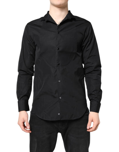 Emporio Armani Herren Hemd mit langen Ärmeln, Baumwolle, Schwarz