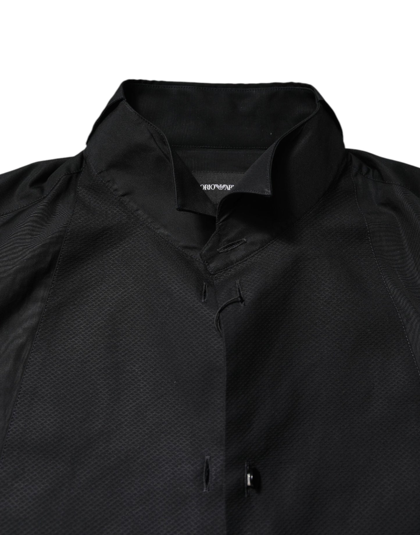 Emporio Armani Herren Hemd mit langen Ärmeln, Baumwolle, Schwarz