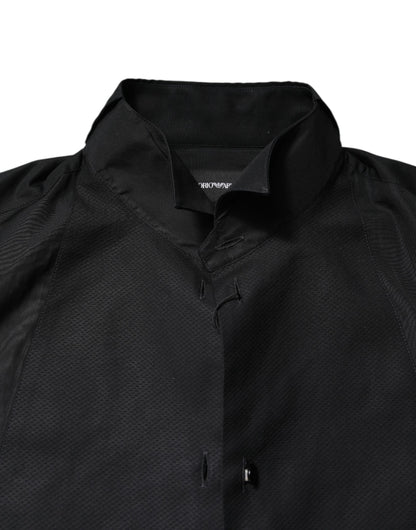 Emporio Armani Herren Hemd mit langen Ärmeln, Baumwolle, Schwarz