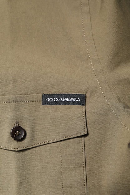 Dolce &amp; Gabbana – Lässiges Langarmhemd aus brauner Stretch-Baumwolle