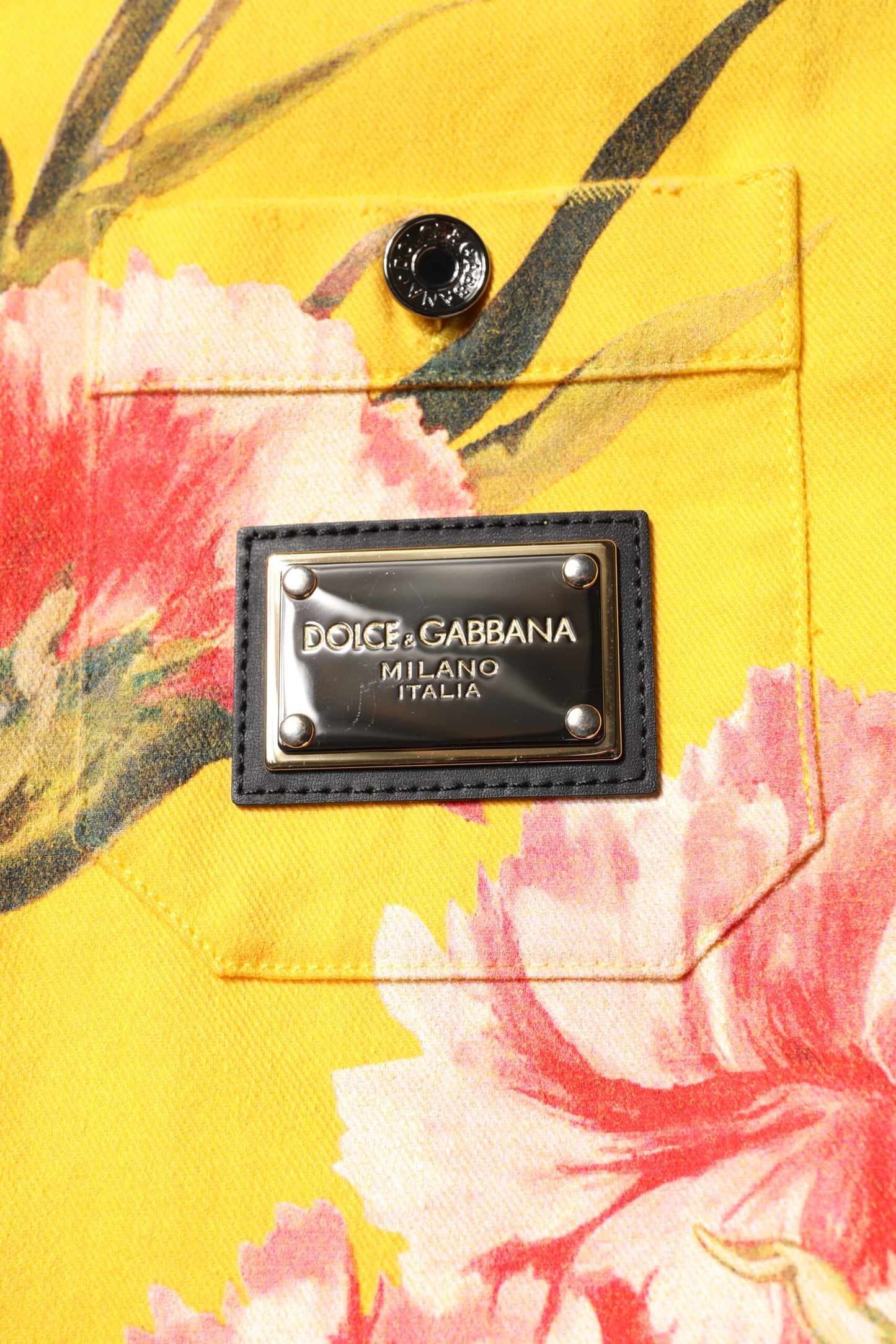 Dolce &amp; Gabbana Gelbes Blumenhemd für Herren mit Button-Down-Kragen