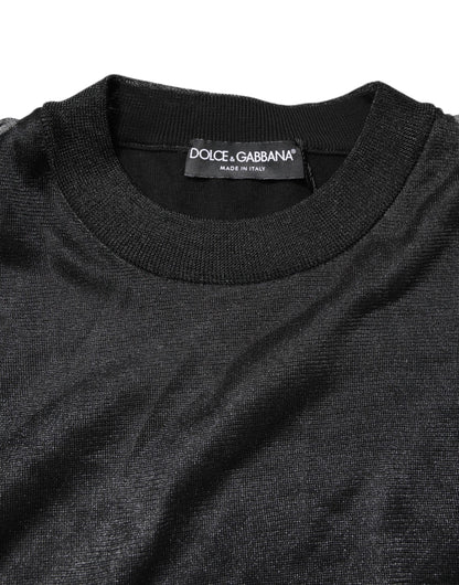 Dolce &amp; Gabbana – Schwarzer Strickpullover mit Rundhalsausschnitt und Logo