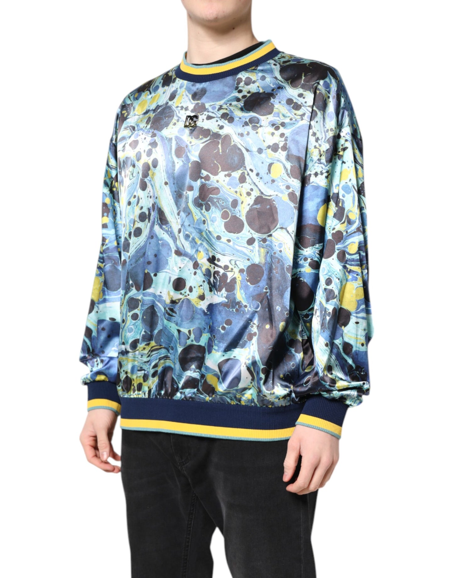 Dolce &amp; Gabbana Herrenpullover mit mehrfarbigem Marmordruck
