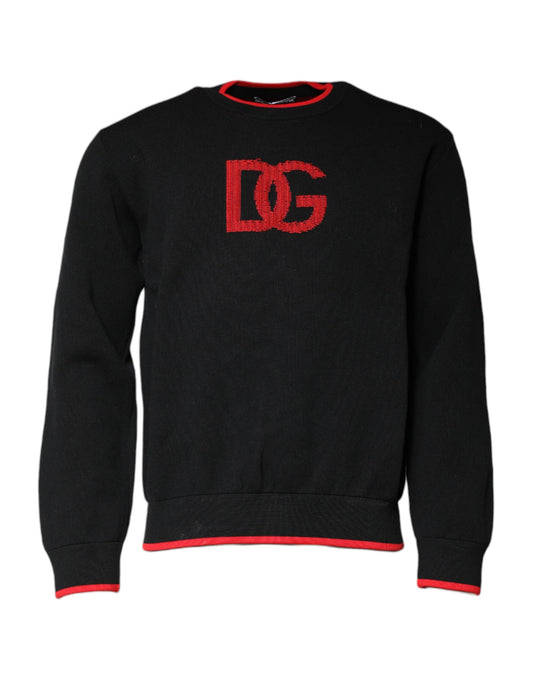 Dolce &amp; Gabbana Schwarzer Nylon-Strickpullover mit DGLogo für Herren