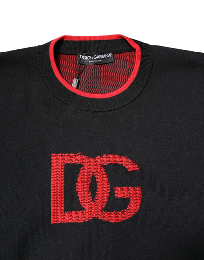 سترة رجالية محبوكة من النايلون الأسود بشعار DGLo من دولتشي آند غابانا