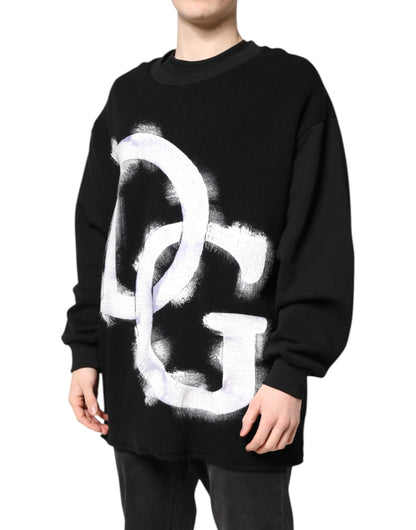 Dolce &amp; Gabbana – Schwarzer Pullover mit Logo-Print aus Baumwolle für Herren