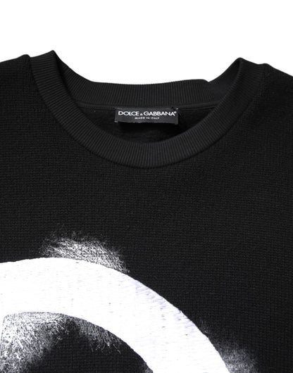 Dolce &amp; Gabbana – Schwarzer Pullover mit Logo-Print aus Baumwolle für Herren